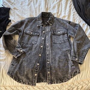 Black Denim Button-Up Jacket FashionNova